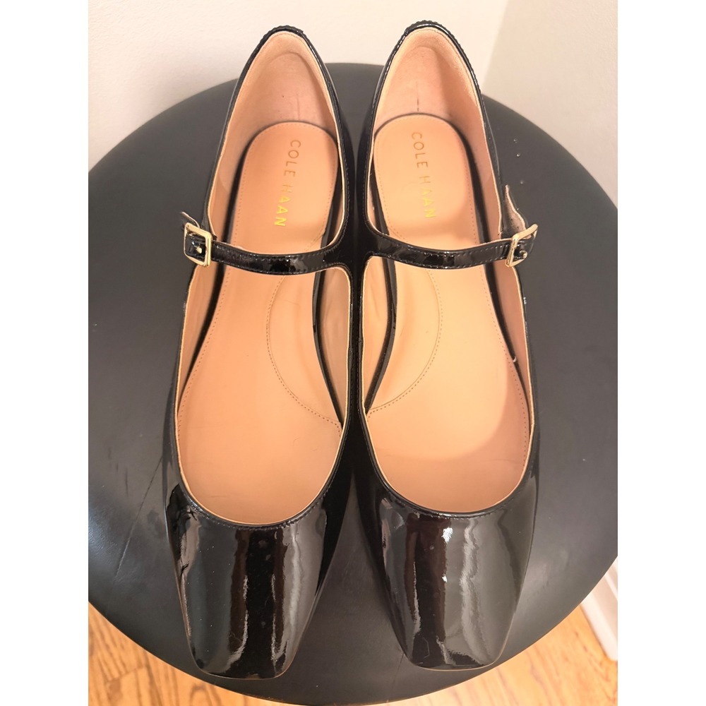 Cole Haan Grand 360 Black Patent Leather Mary Jane Square Toe Flats Womens 9B